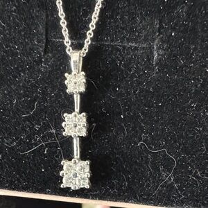 Elegant Triple Stone Pendant Necklace